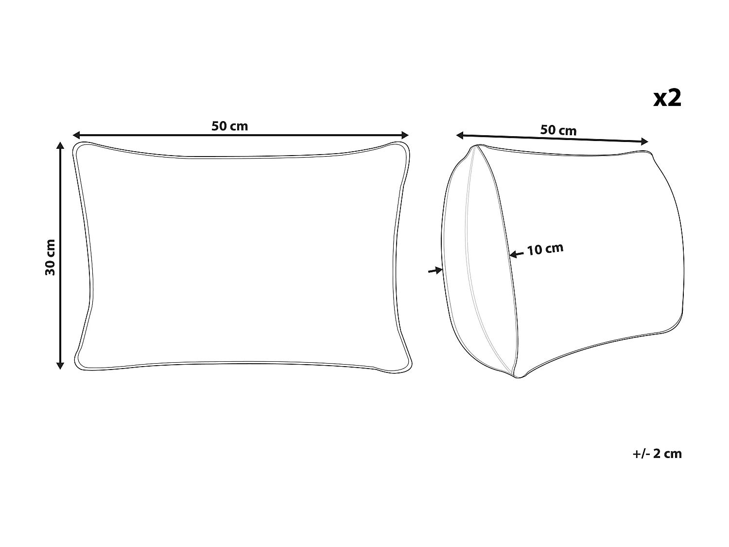 Dekokissen 2er Set grau 30 x 50 cm rechteckig Boho-Stil Veloor