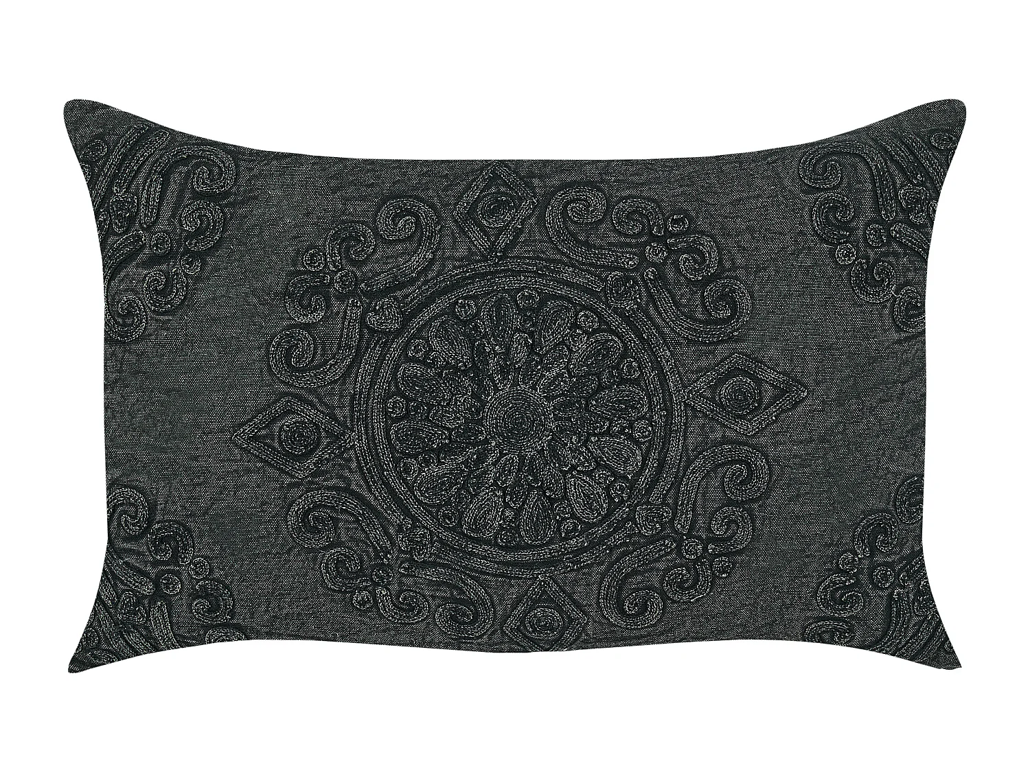 Dekokissen 2er Set grau 30 x 50 cm rechteckig Boho-Stil Veloor