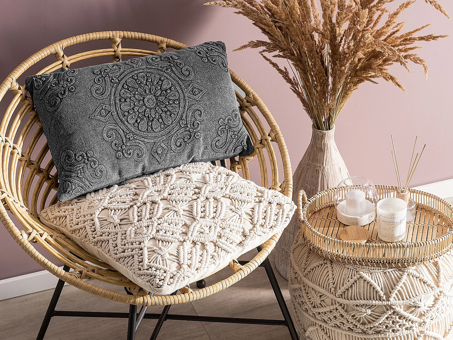 Set of 2 Decorative Cushions VELOOR Cotton 30 x 50 cm Dark Grey Oriental Pattern