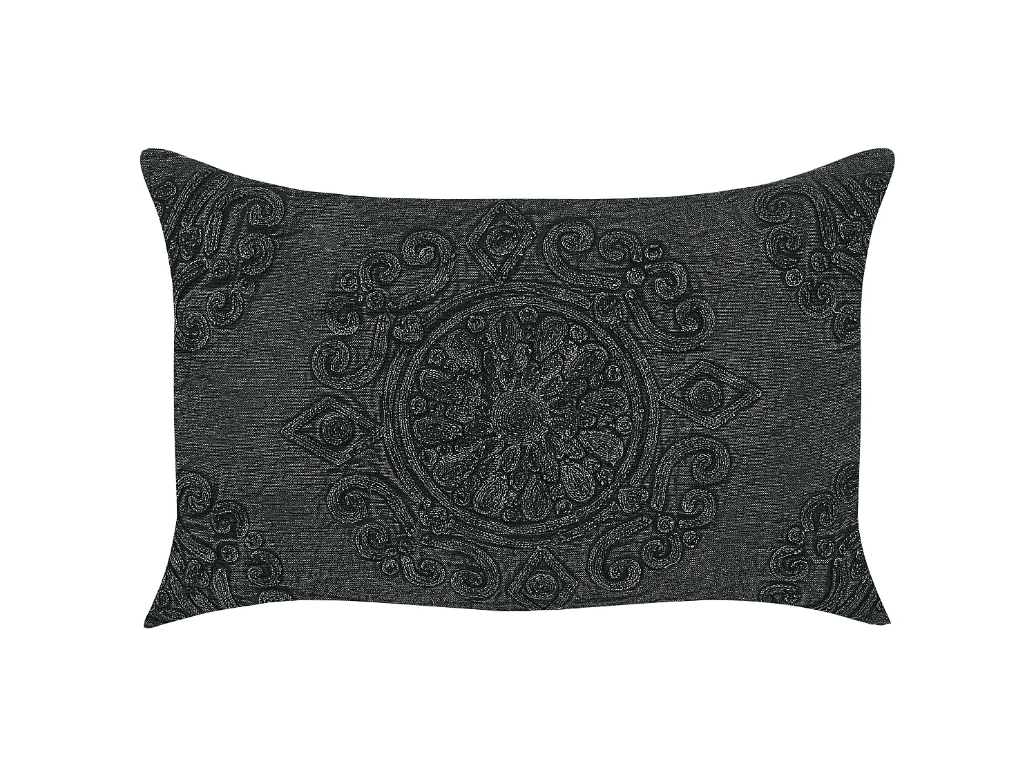 Set of 2 Decorative Cushions VELOOR Cotton 30 x 50 cm Dark Grey Oriental Pattern