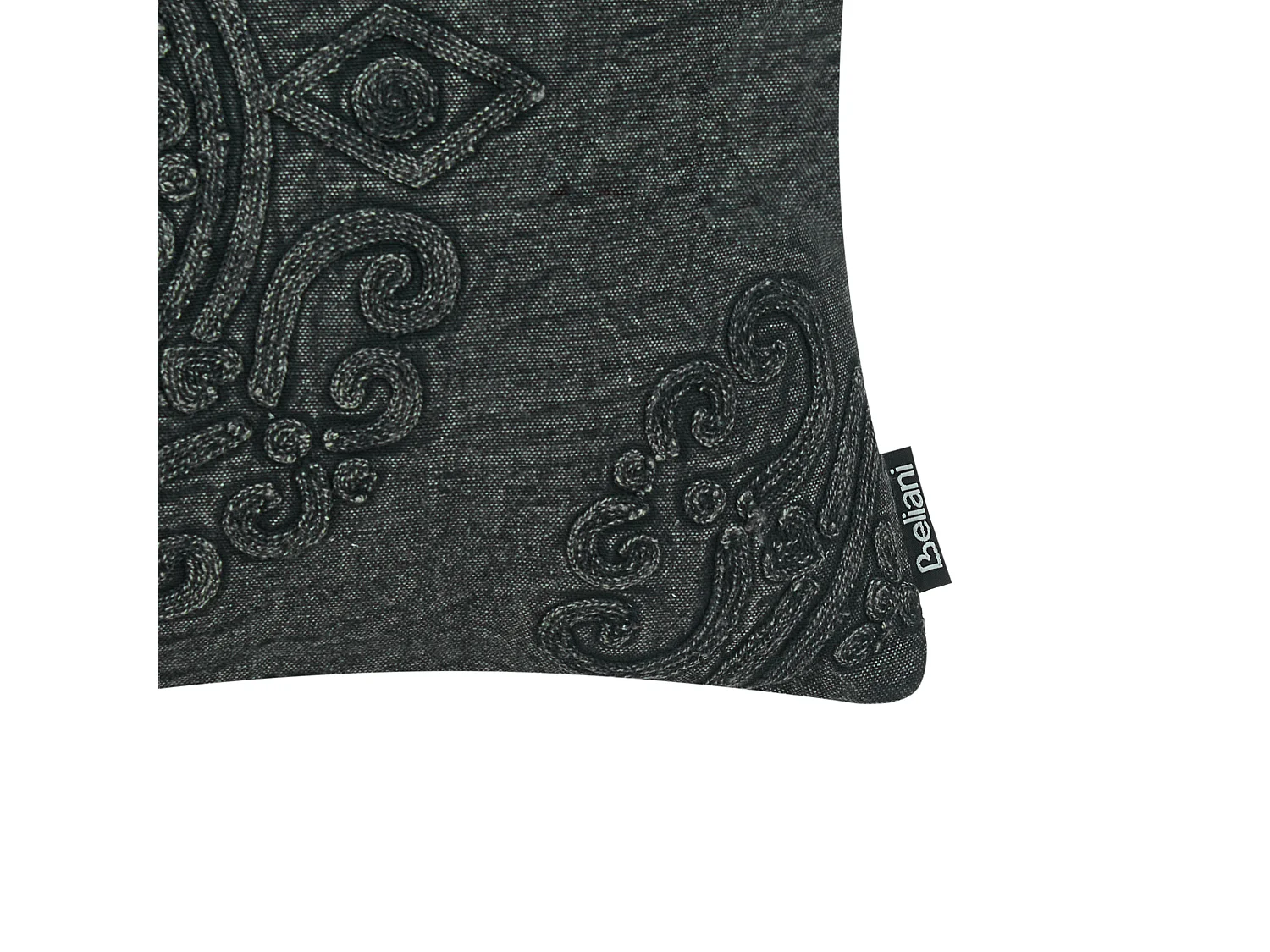 Set of 2 Decorative Cushions VELOOR Cotton 30 x 50 cm Dark Grey Oriental Pattern