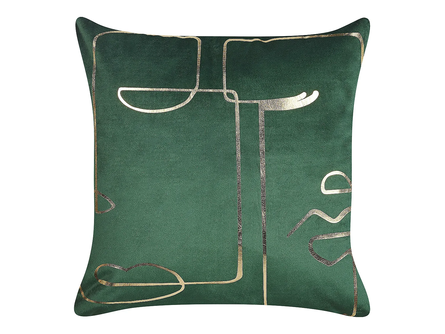 Dekokissen mit Füllung 2er Set Samt grün Gesicht gold 45x45 cm Philodendron