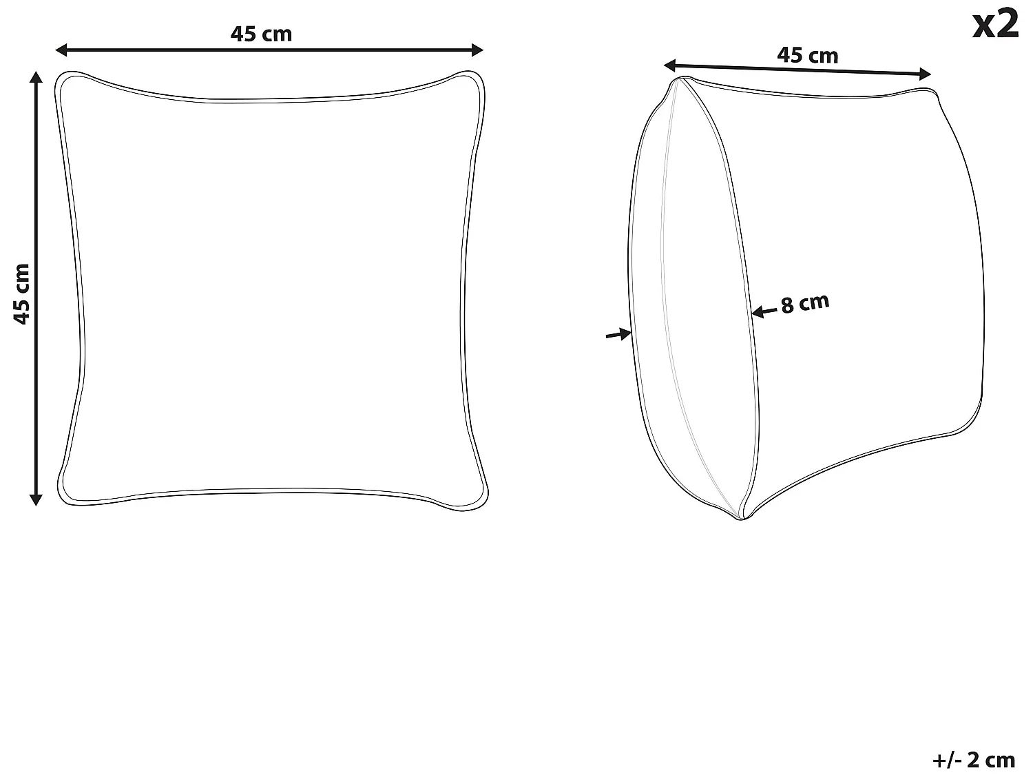 Lot de 2 coussins décoratifs PHILODENDRON Velours 45 x 45 cm Vert émeraude Motif abstrait