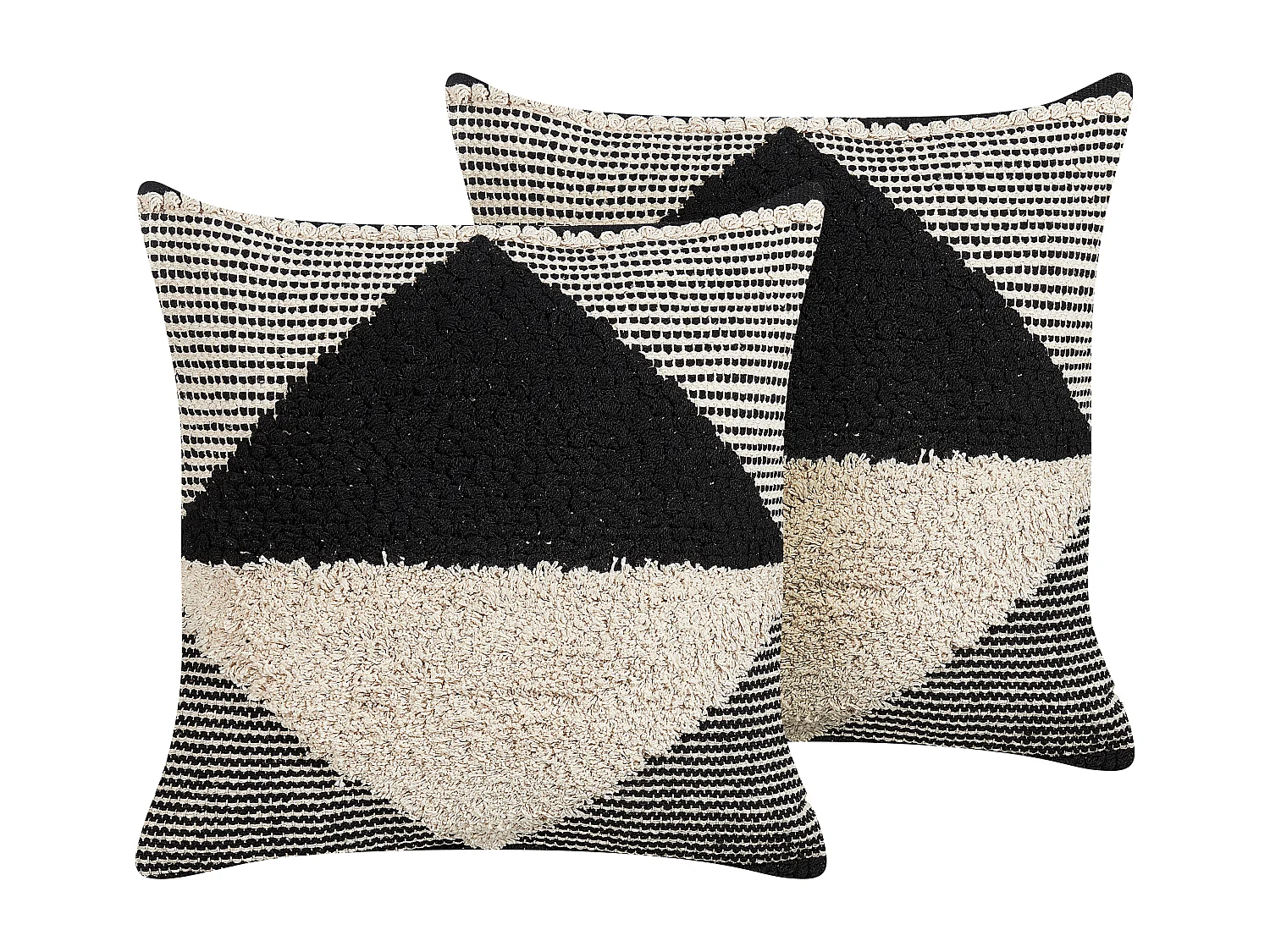 Set van 2 decoratieve kussens KHORA Katoen 50 x 50 cm Zwart Geometrisch patroon