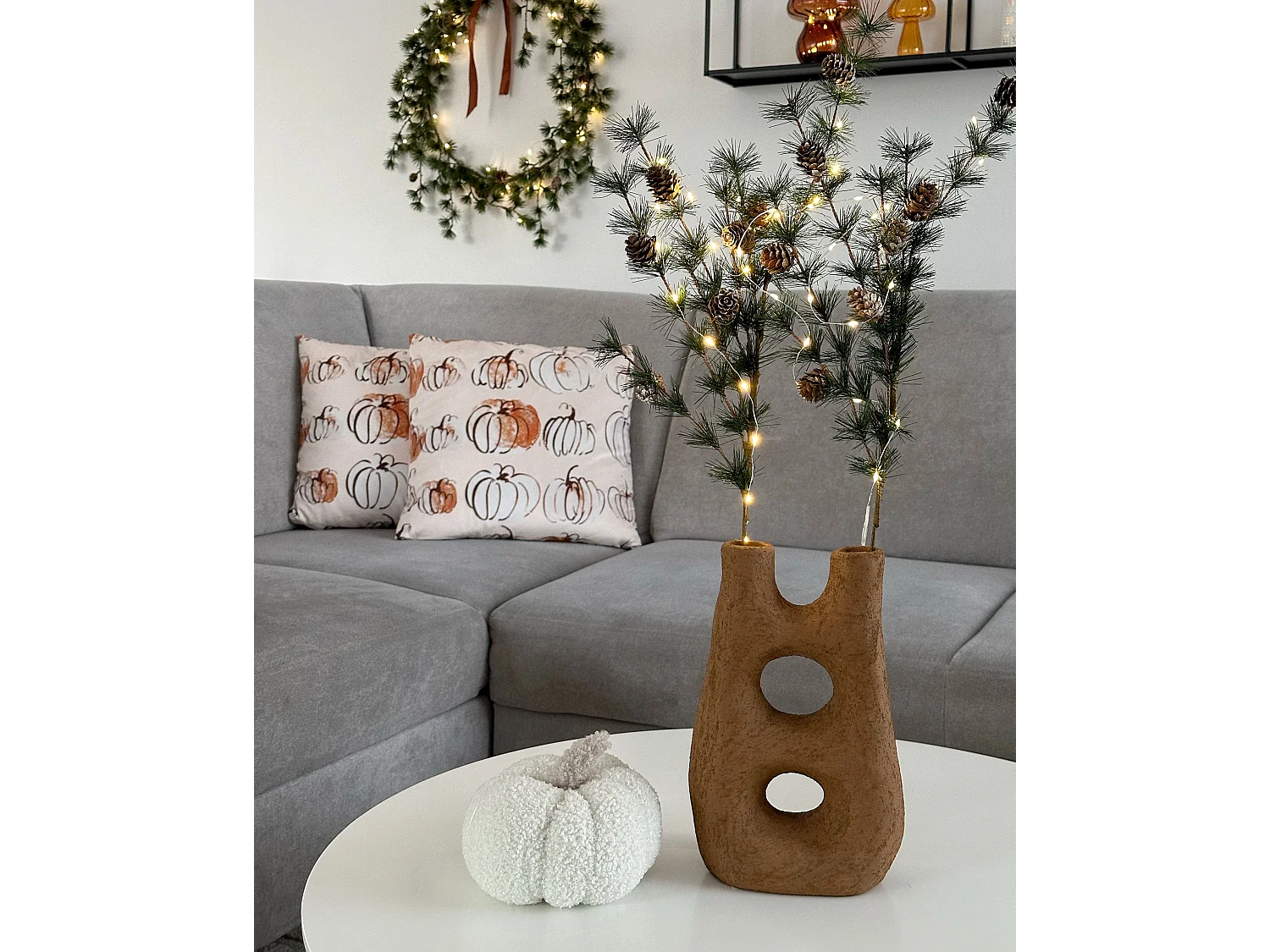 Lot de 2 coussins décoratifs CUCURBITA Velours 45 x 45 cm Beige Motif de plante
