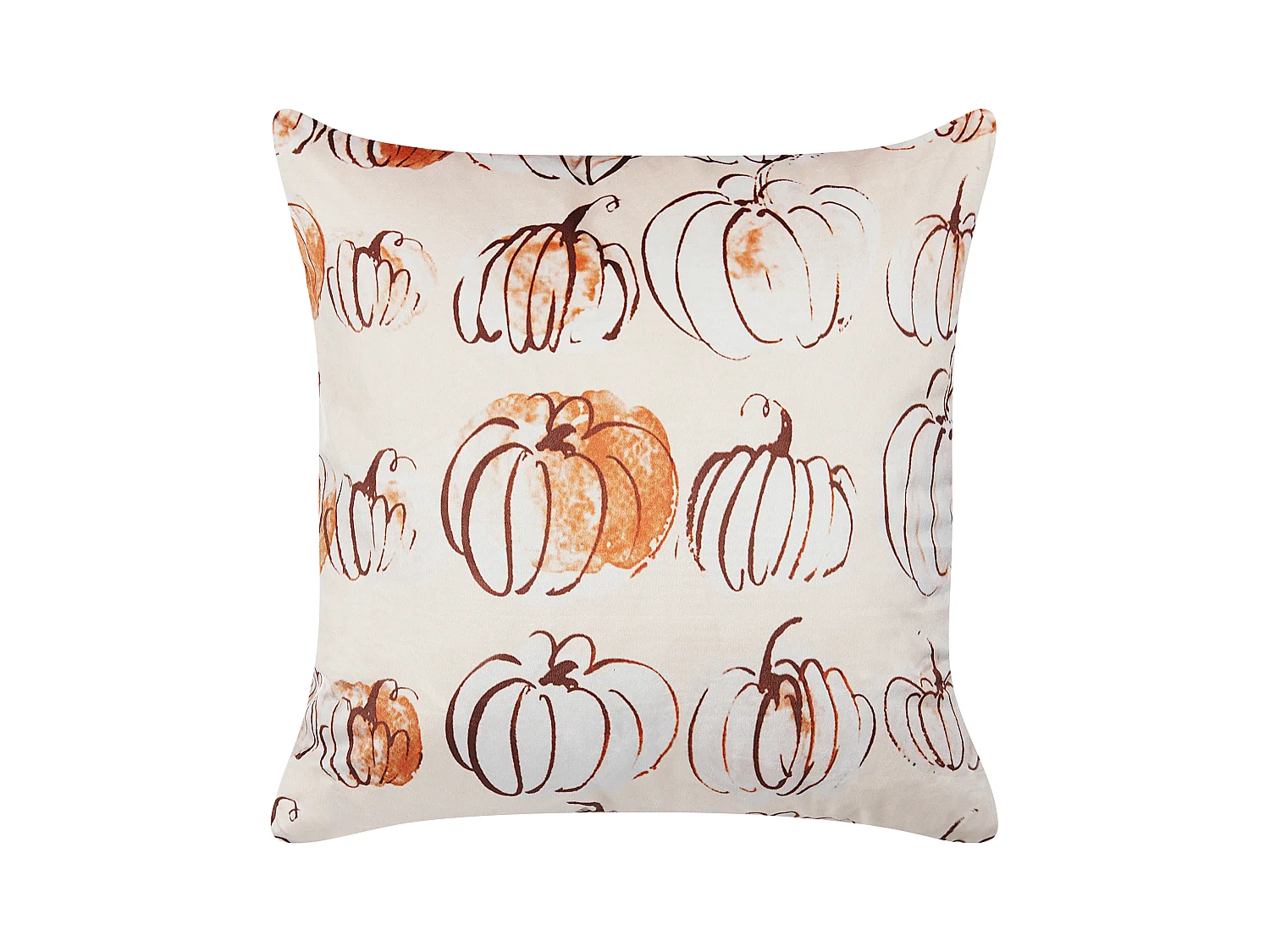 Coussin CUCURBITA Velours 45 x 45 cm Beige Motif de plante