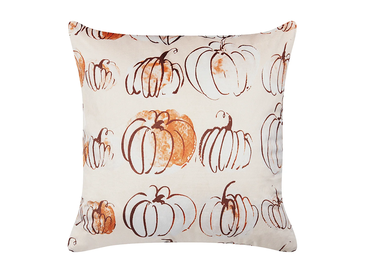 Dekokissen mit Füllung Samt beige Halloween Kürbis-Motiv 45 x 45 cm Cucurbita