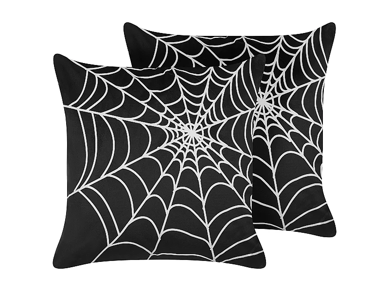 Lot de 2 coussins décoratifs LYCORIS Velours 45 x 45 cm Noir Motif abstrait