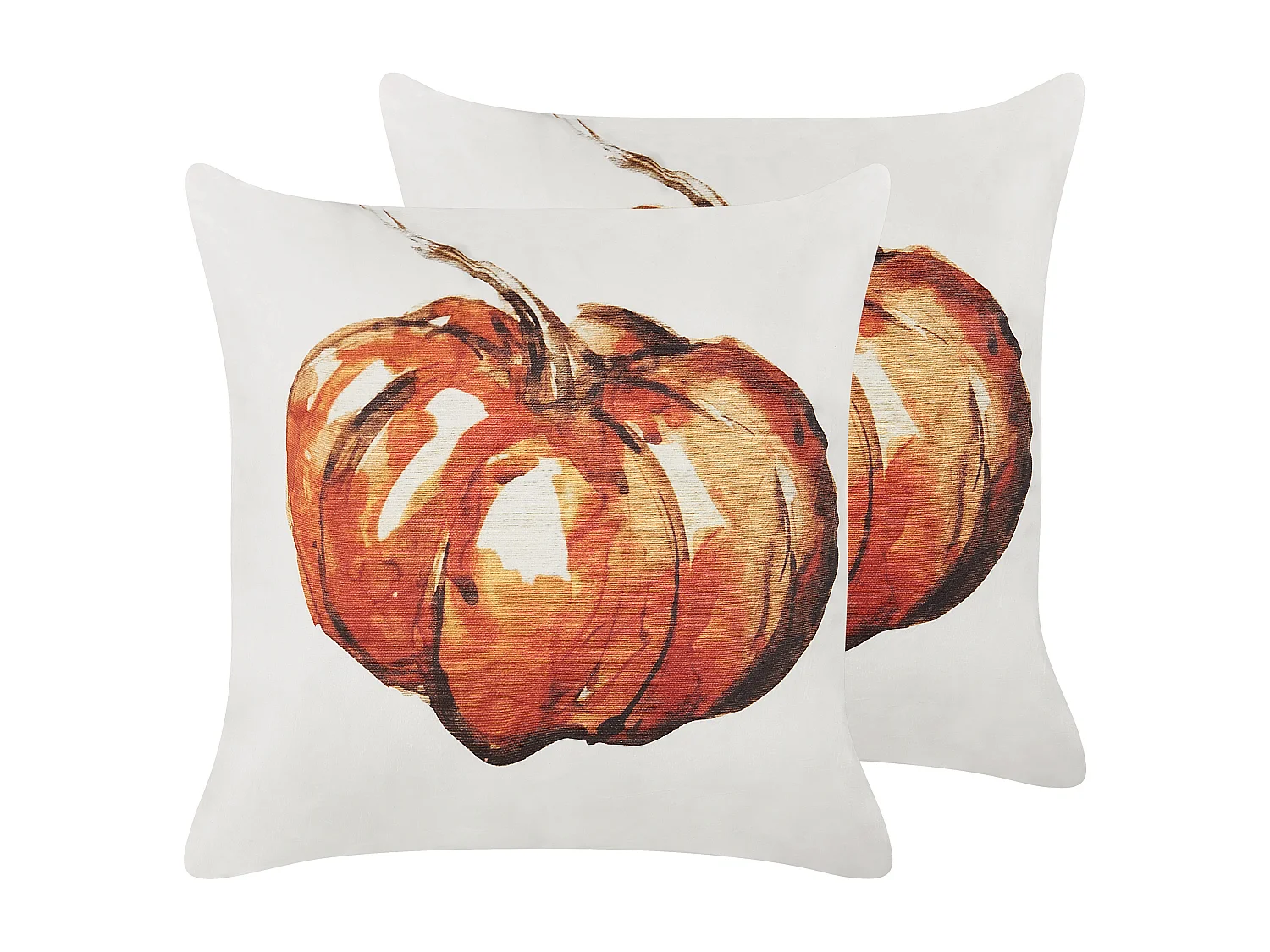 Dekokissen 2er Set CURBITA Samtstoff 45 x 45 cm Beige Pflanzenmuster