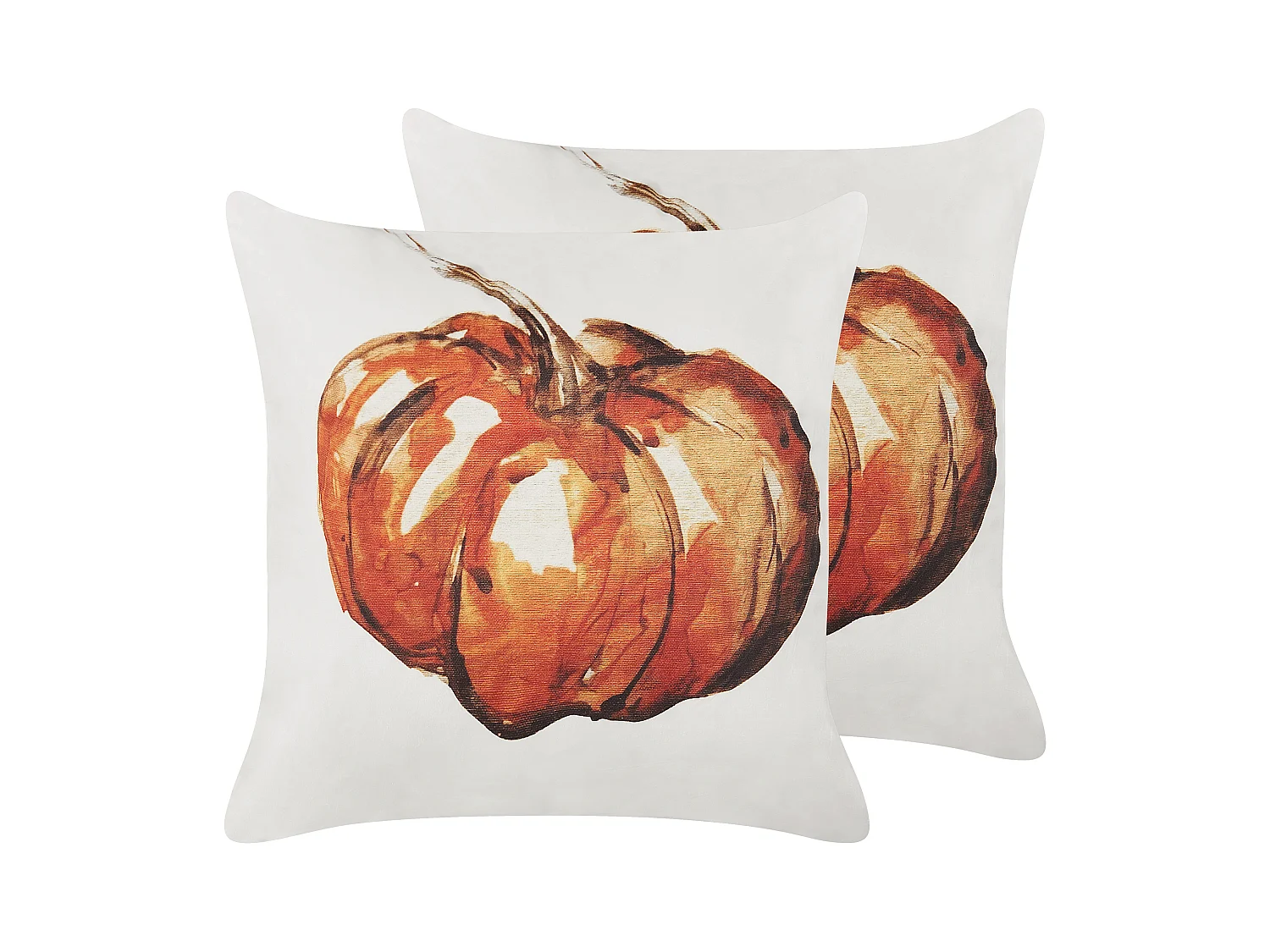 Lot de 2 coussins décoratifs CURBITA Velours 45 x 45 cm Beige Motif de plante
