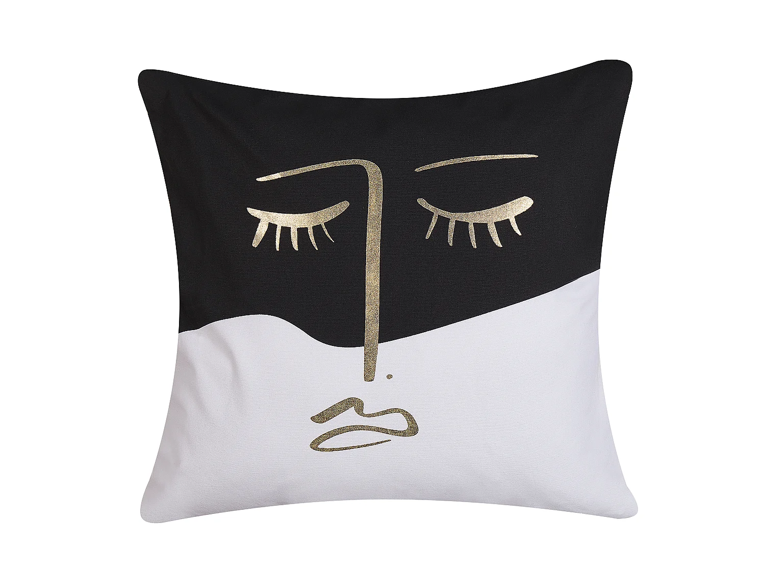 Modernes Dekokissen Baumwolle mit Gesichtsmotiv schwarz/weiß 45 x 45 cm Abelia