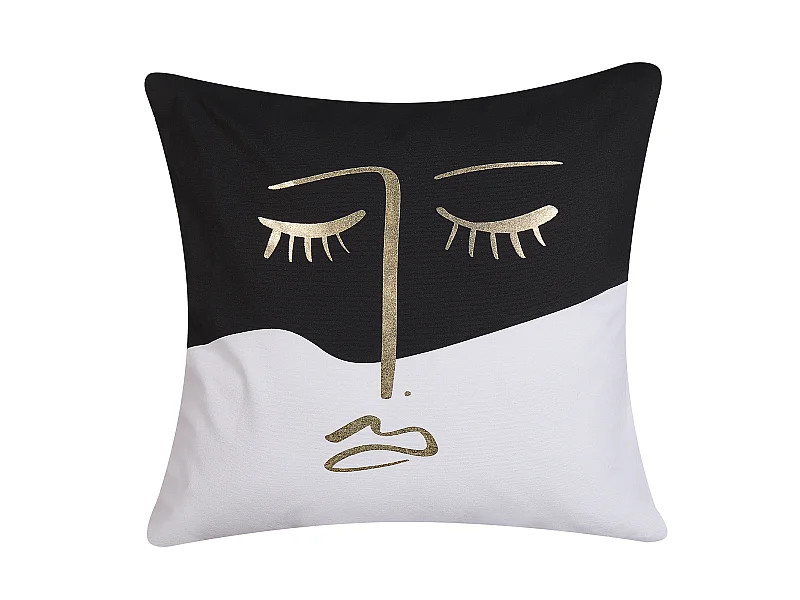 Cuscino decorativo ABELIA Cotone 45 x 45 cm Nero/ Bianco Trama astratta