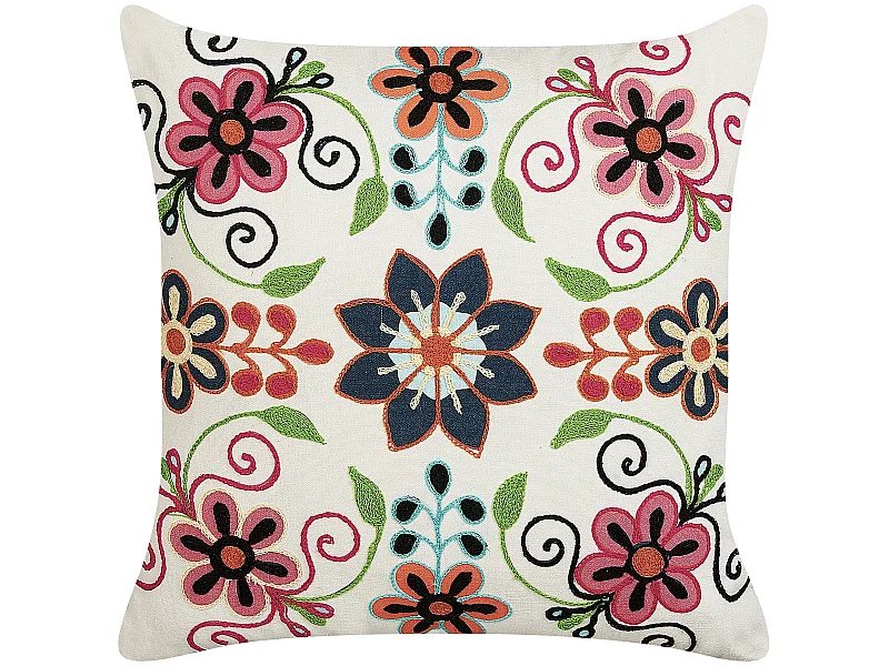 Dekokissen 2er Set BAHRAICH Baumwolle 50 x 50 cm Bunt Blumenmuster