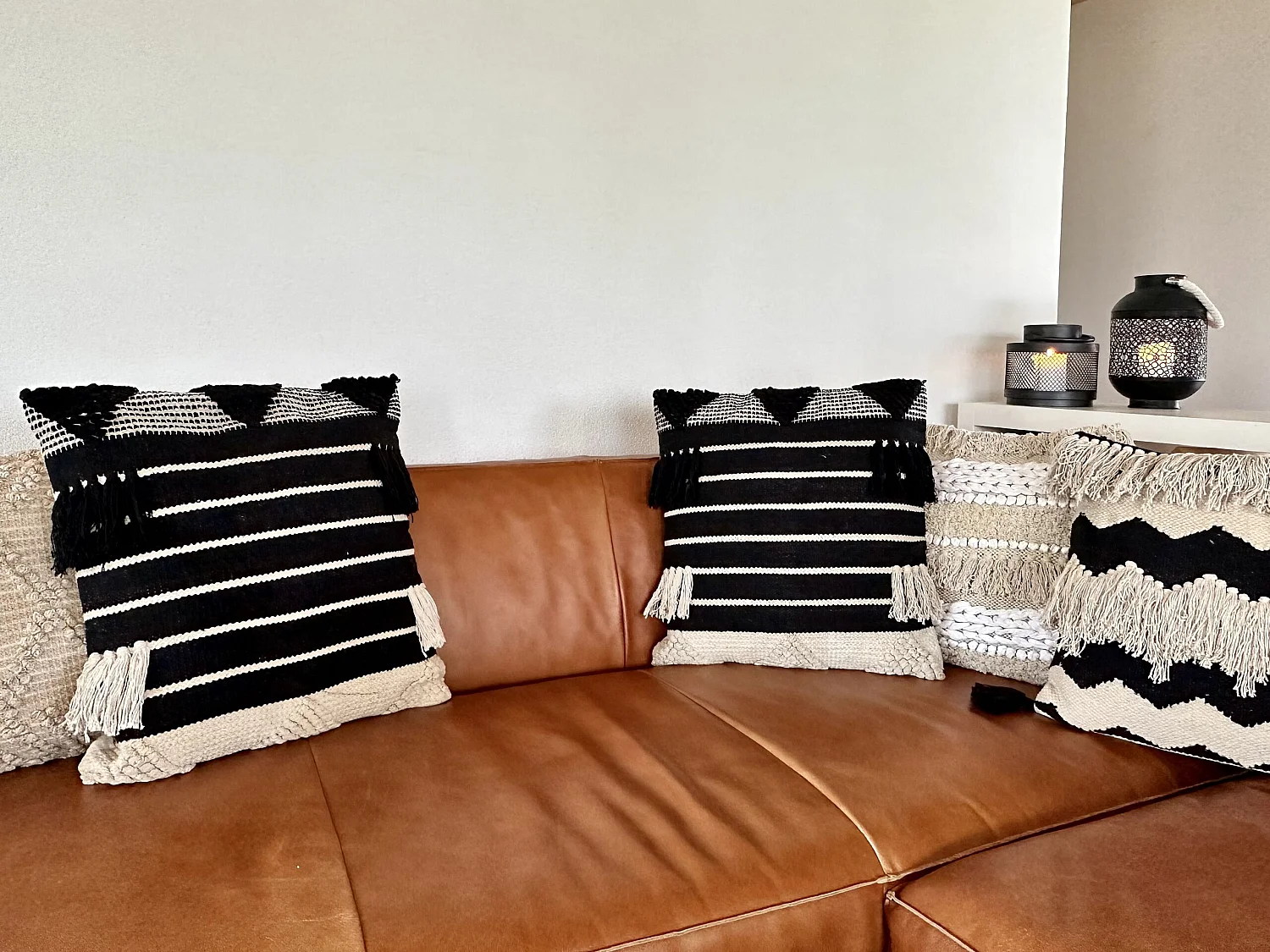 Coussin CHITTOOR Coton 50 x 50 cm Noir Motif géométrique