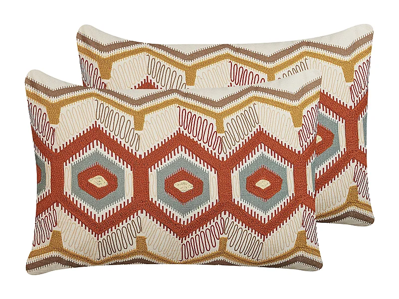 Dekokissen 2er Set mit Füllung Baumwolle Wolle bunt 40 x 60 cm Ethno Boho Majra