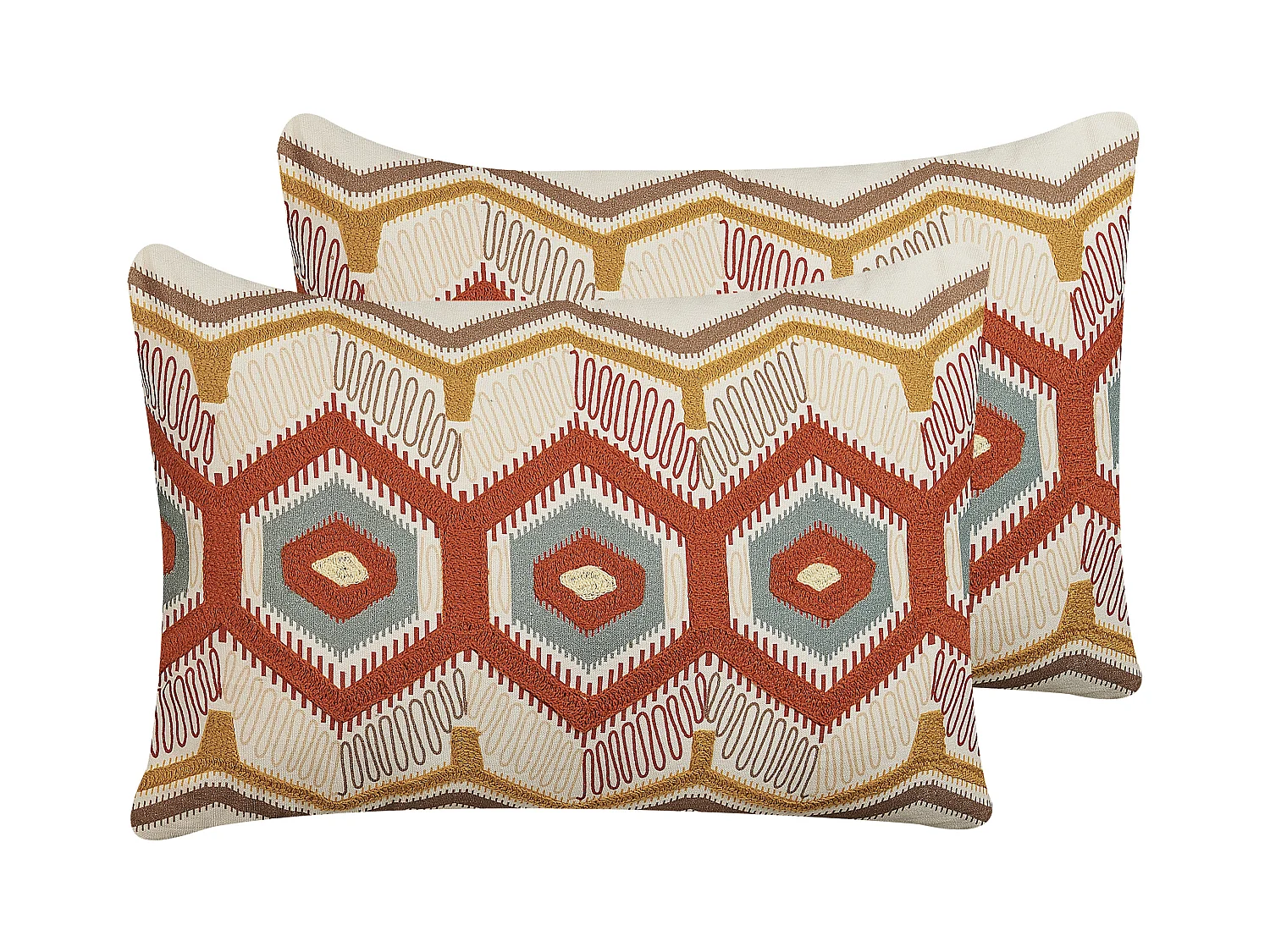 Zestaw 2 poduszek dekoracyjnych MAJRA Bawełna 40 x 60 cm Kolorowy Wzór geometryczny