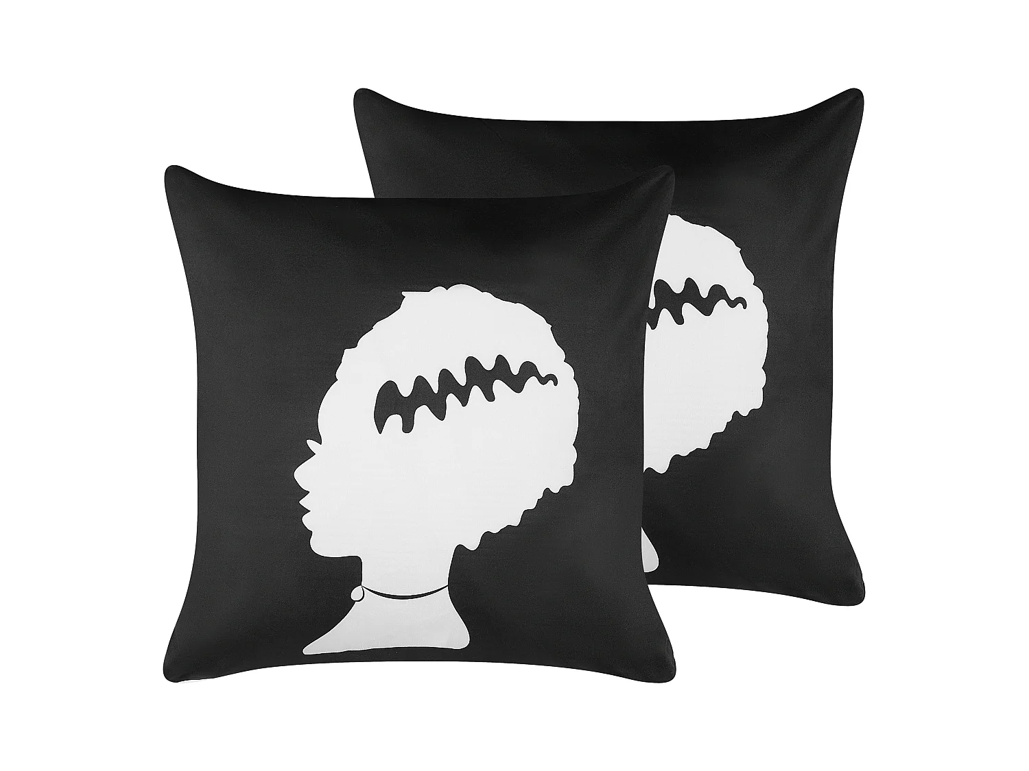 Lot de 2 coussins décoratifs MANDEVILLA Velours 45 x 45 cm Noir Motif abstrait