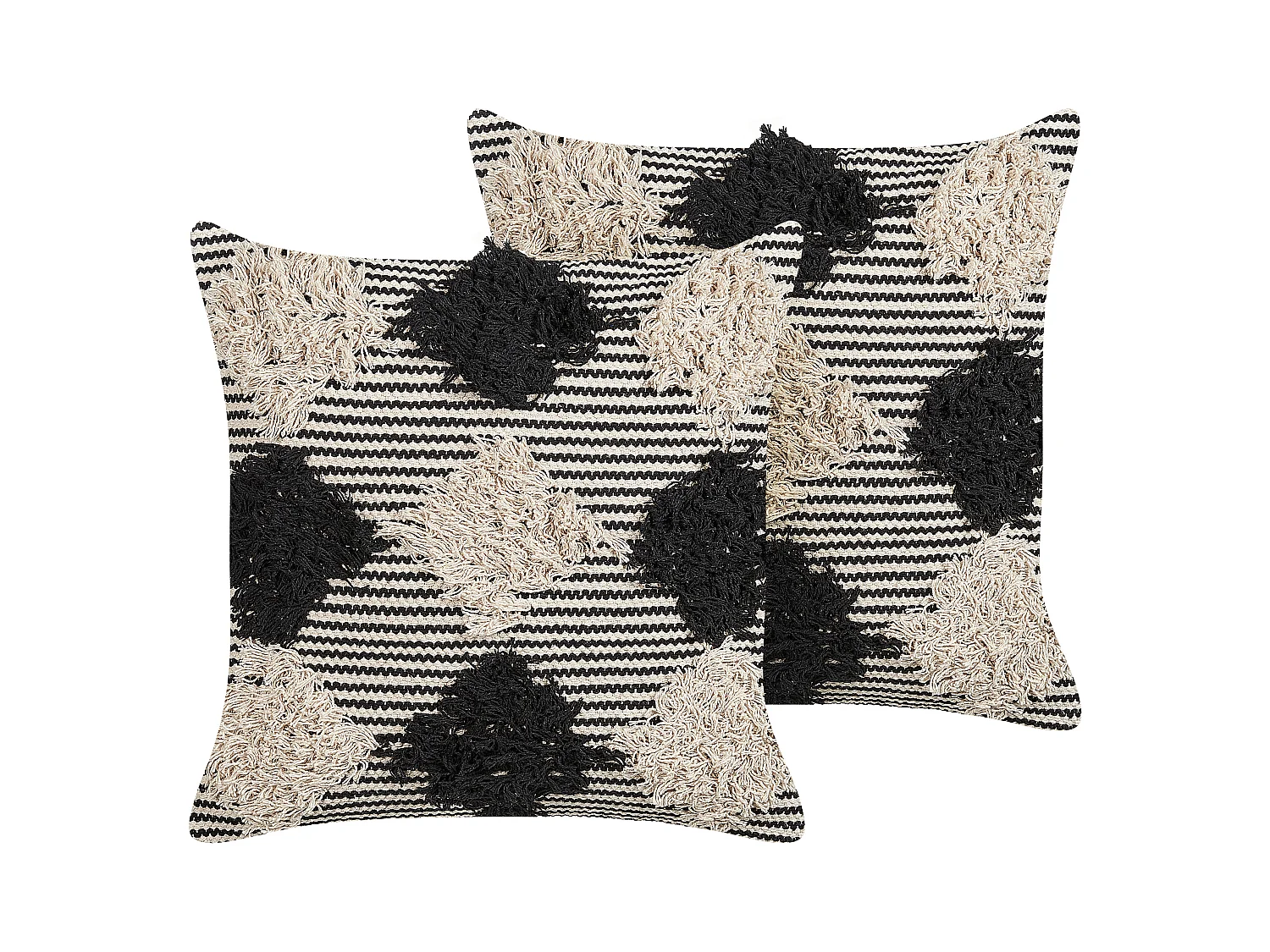 Conjunto de 2 cojines decorativos BHUSAWAL Algodón 50 x 50 cm Negro Patrón geométrico