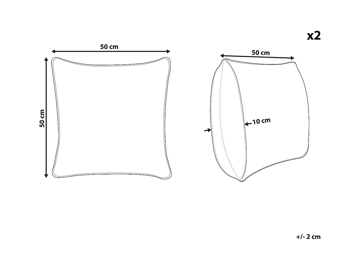 Dekokissen 2er Set beige/schwarz 50x50 cm strukturiertes Muster Bhusawal