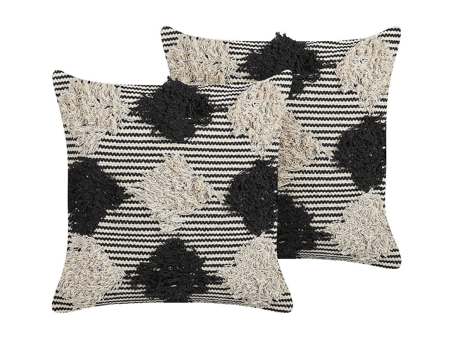 Lot de 2 coussins décoratifs BHUSAWAL Coton 50 x 50 cm Noir Motif géométrique