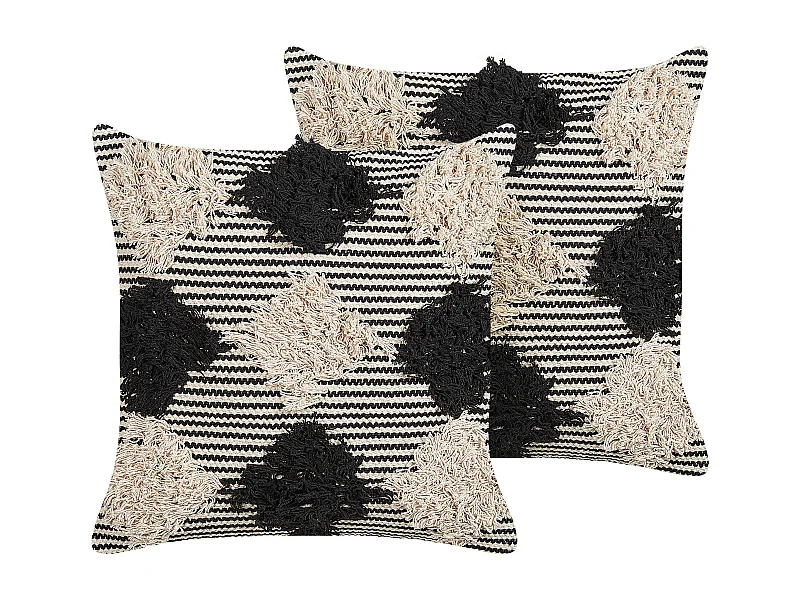 Set van 2 decoratieve kussens BHUSAWAL Katoen 50 x 50 cm Zwart Geometrisch patroon