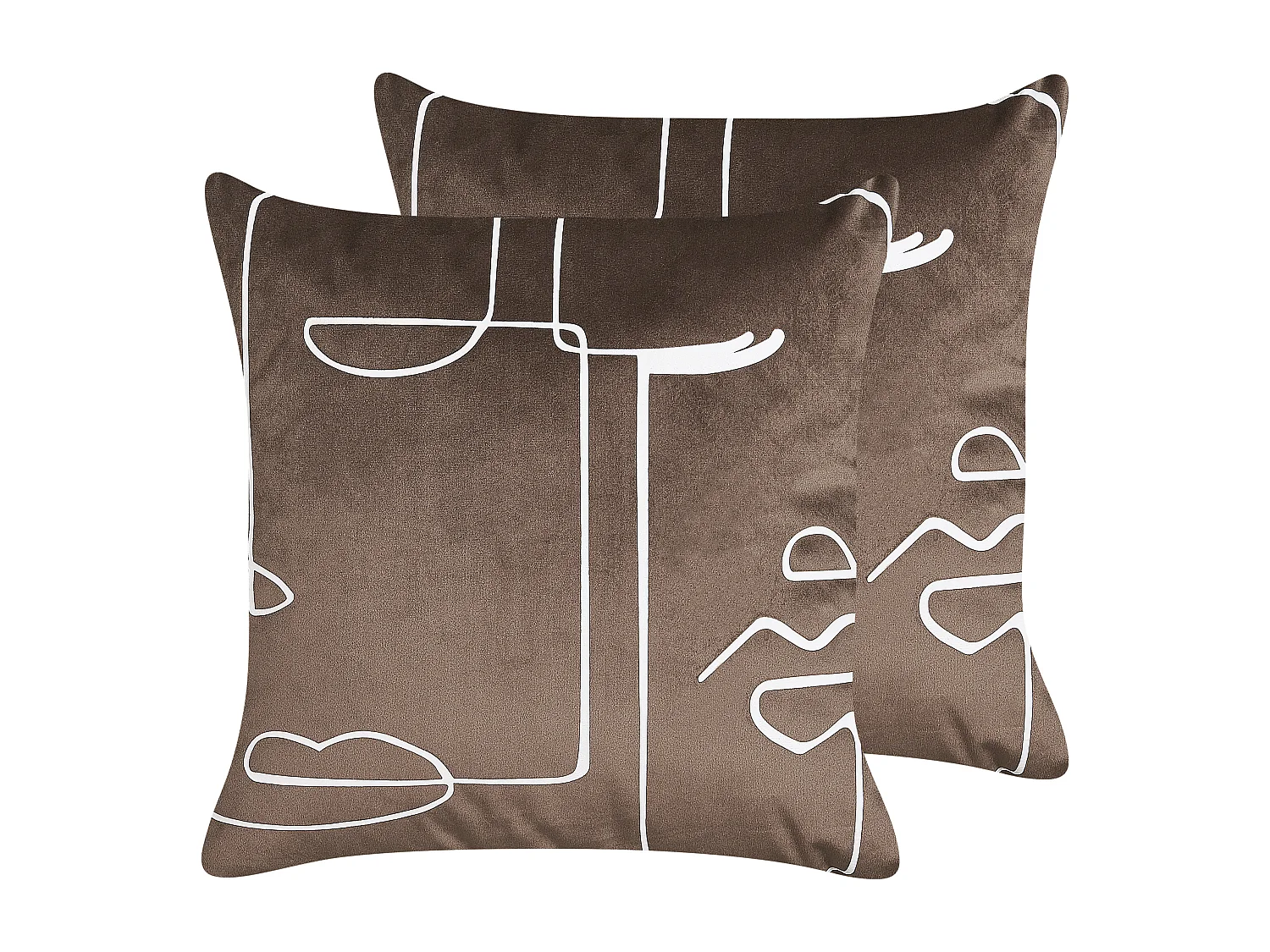 Conjunto de 2 almofadas decorativas PHILODENDRON Veludo 45 x 45 cm Castanho Padrão abstracto
