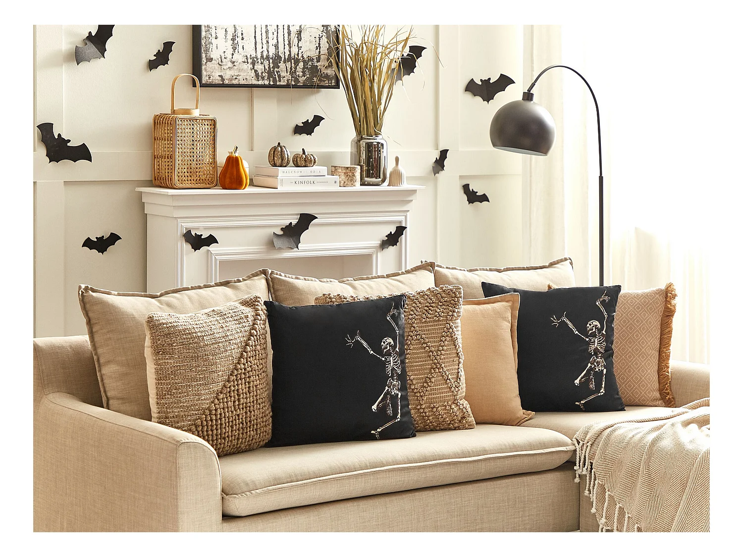 Lot de 2 coussins MEDVES Velours 45 x 45 cm Abstrait Noir