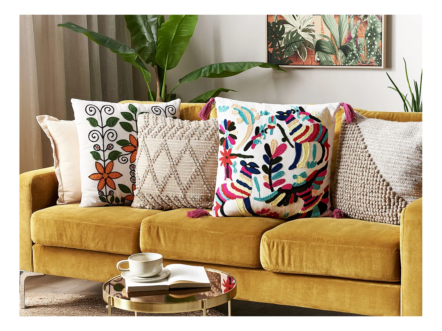 Poduszka dekoracyjna RAIGANJ Bawełna 50 x 50 cm Kolorowy Wzór abstrakcyjny