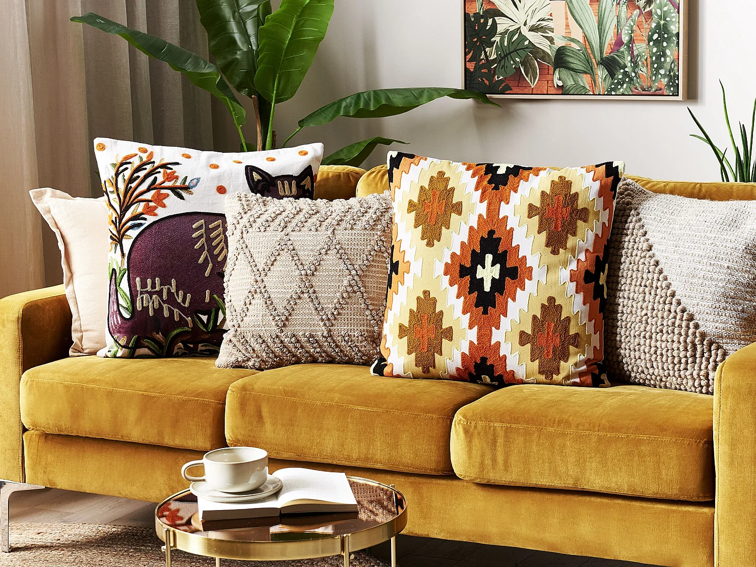 Set van 2 decoratieve kussens SERAMPORE Katoen 50 x 50 cm Multicolor Geometrisch patroon