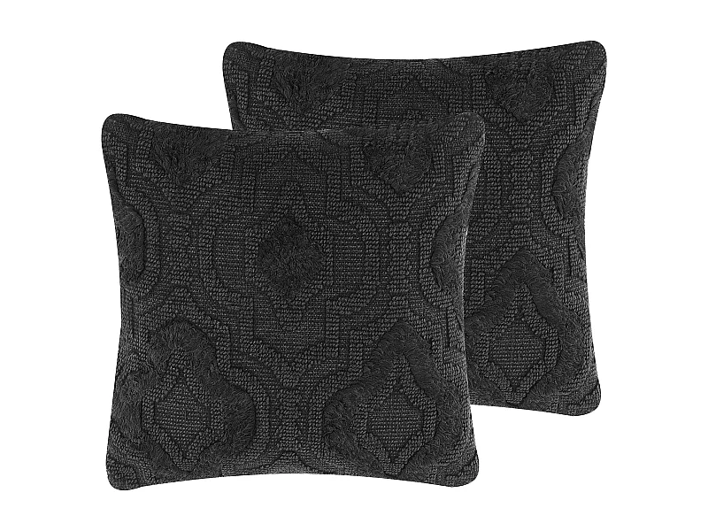 Dekokissen 2er Set dunkelgrau 45 x 45 cm quadratisch Baumwolle Paika