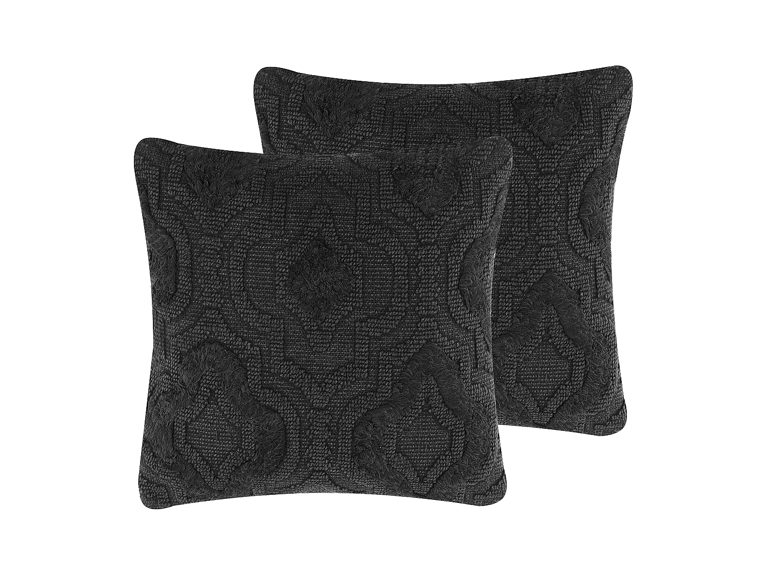 Dekokissen 2er Set dunkelgrau 45 x 45 cm quadratisch Baumwolle Paika