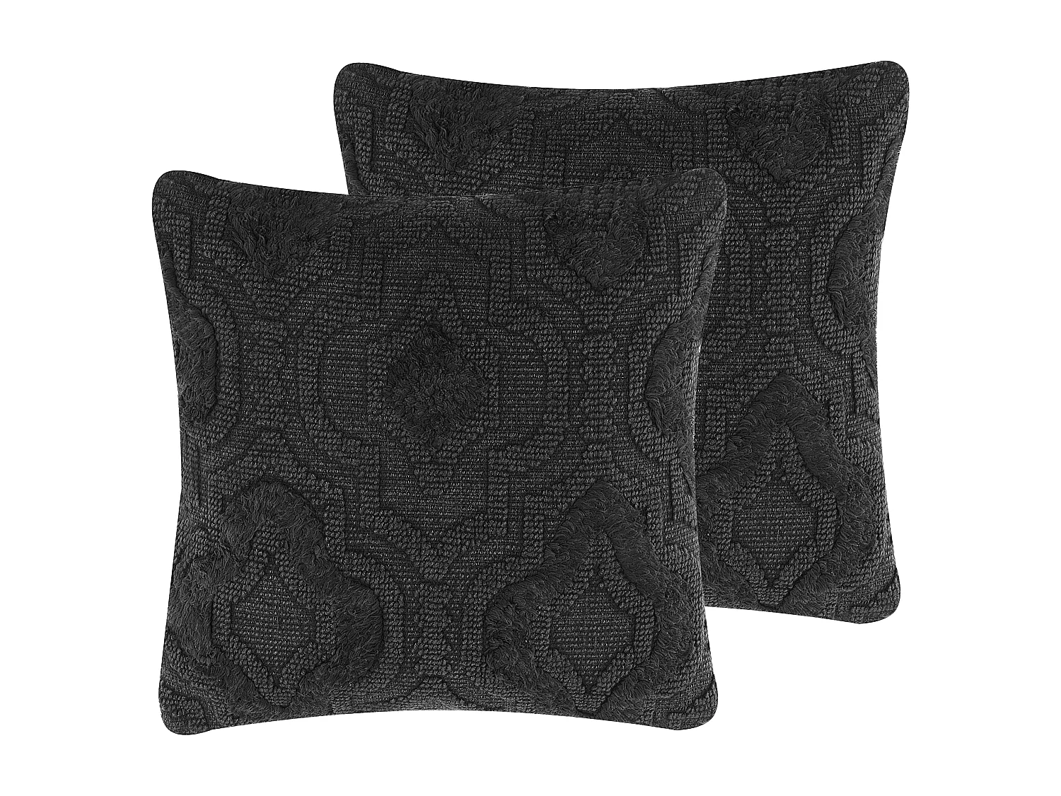 Poduszka dekoracyjna PAIKA Bawełna 45 x 45 cm Ciemnoszary Ikat