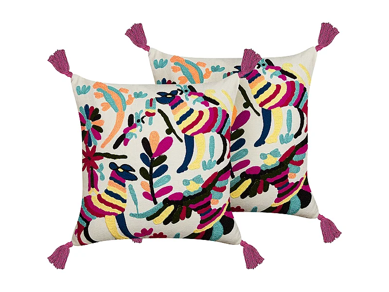 Lot de 2 coussins décoratifs RAIGANJ Coton 50 x 50 cm Multicolore Motif abstrait