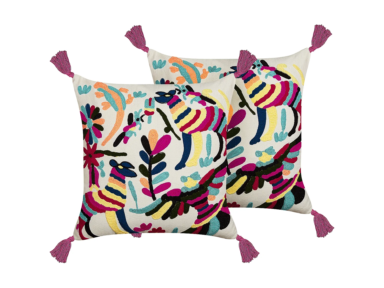 Conjunto de 2 cojines decorativos RAIGANJ Algodón 50 x 50 cm Multicolor Patrón abstracto