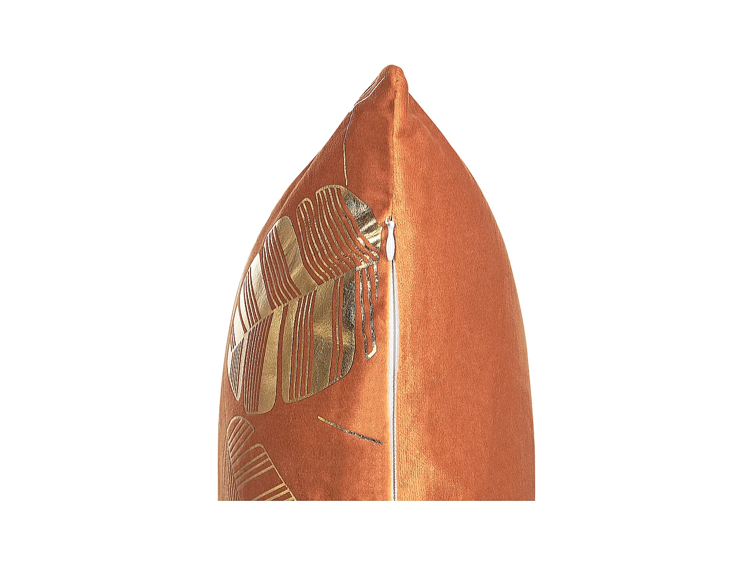 Dekokissen mit Füllung 2er Set Samt orange Blättermotiv gold 45x45 cm Sunflower