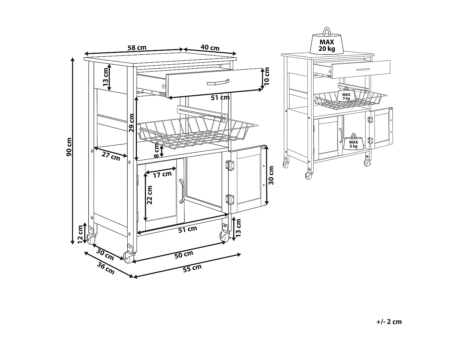 Chariot de cuisine LUGO Blanc