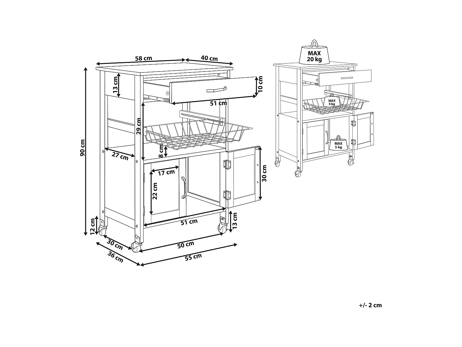 Keukentrolley LUGO Zwart