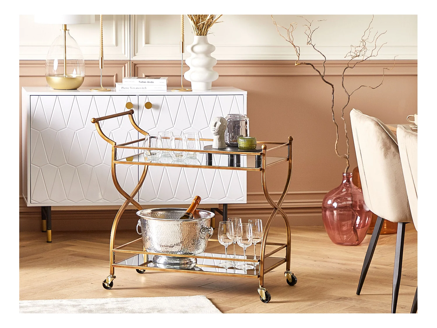 Chariot de cuisine LARINO Métal Doré