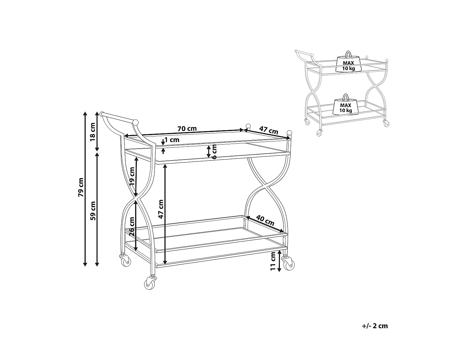 Chariot de cuisine LARINO Métal Doré