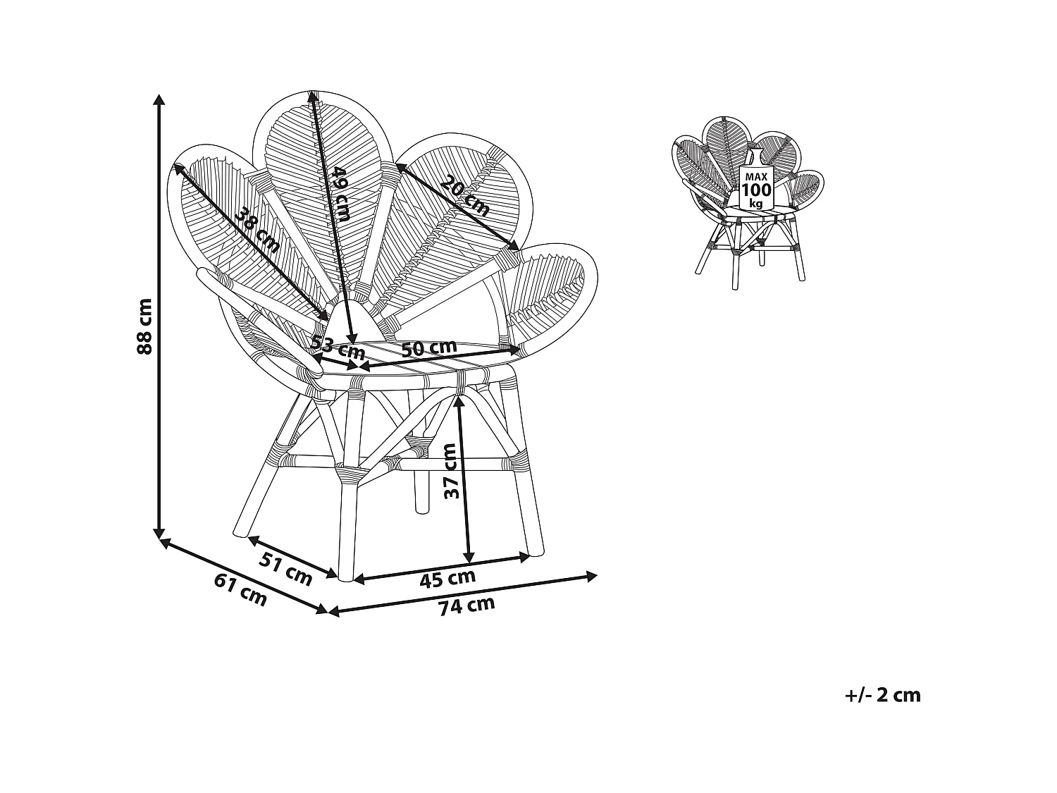 Silla pavo real FLORENTINE II Ratán Natural