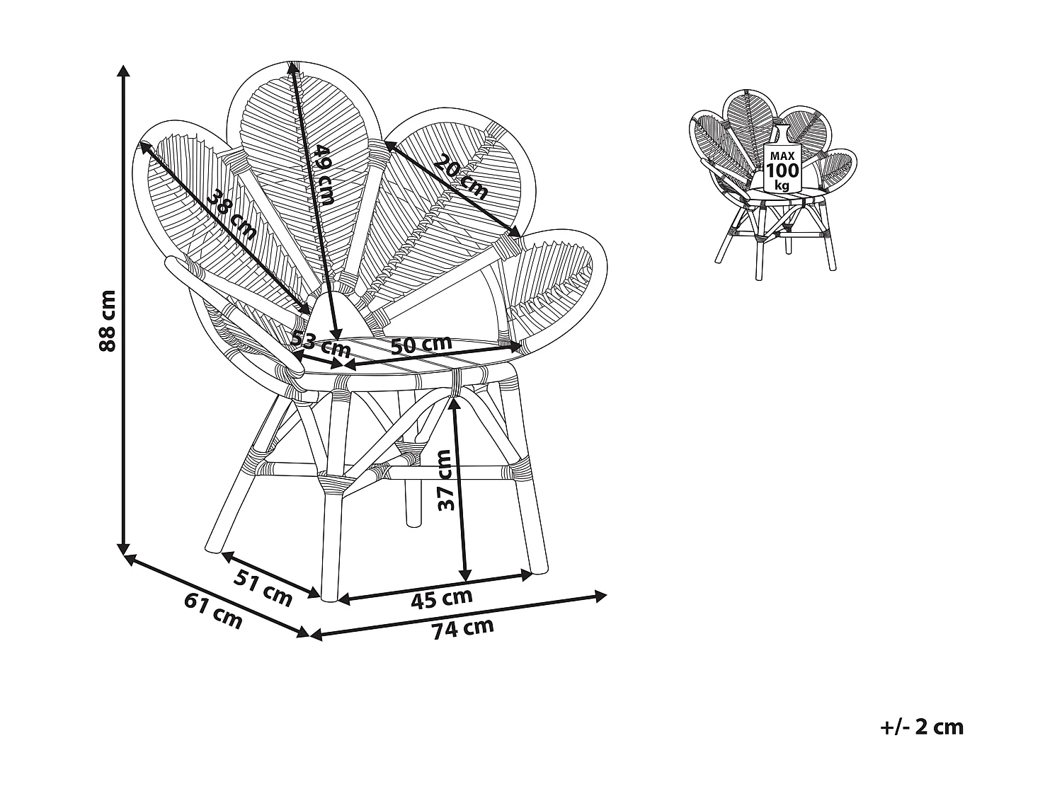 Chaise paon FLORENTINE II Rotin Naturel