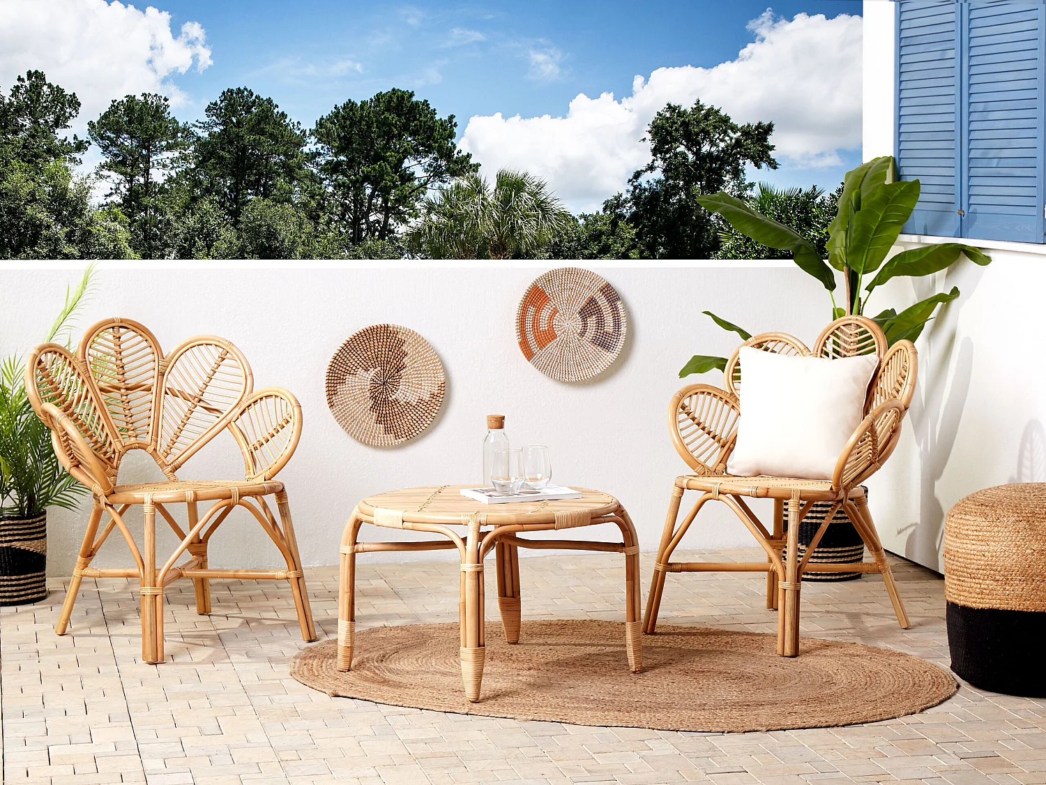 Lot de 2 chaises paon FLORENTINE II Rotin Naturel