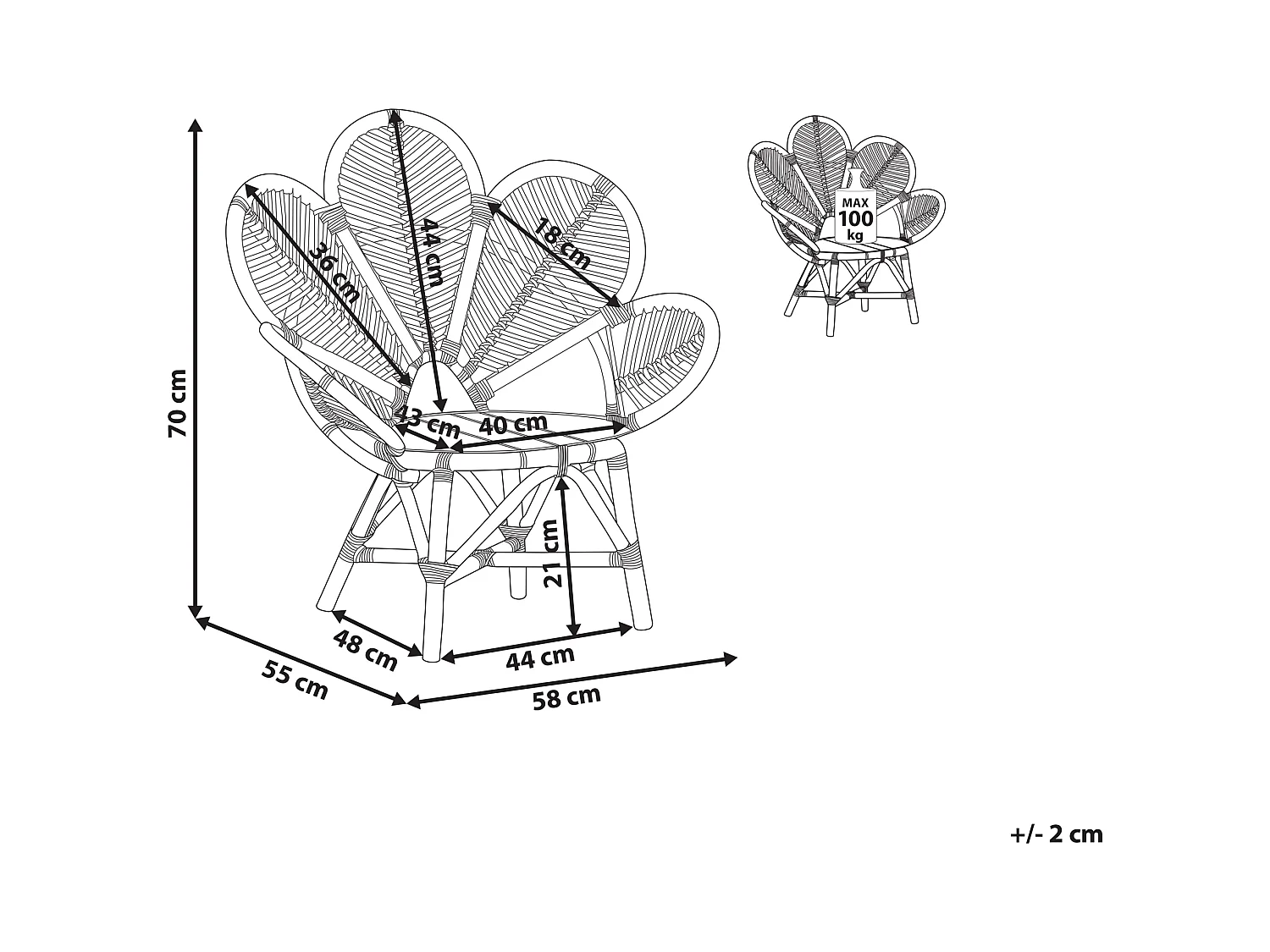 Pauwenstoel FLORENTINE II Rotan Natuurlijk