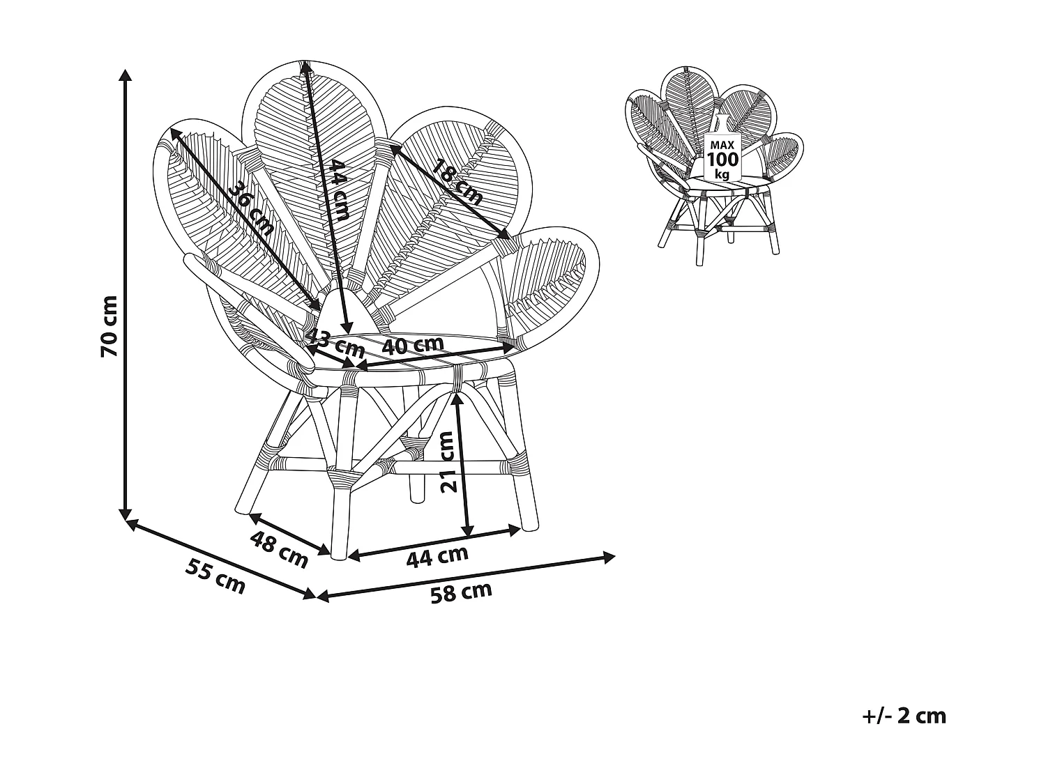 Chaise paon pour enfants FLORENTINE II Rotin Naturel