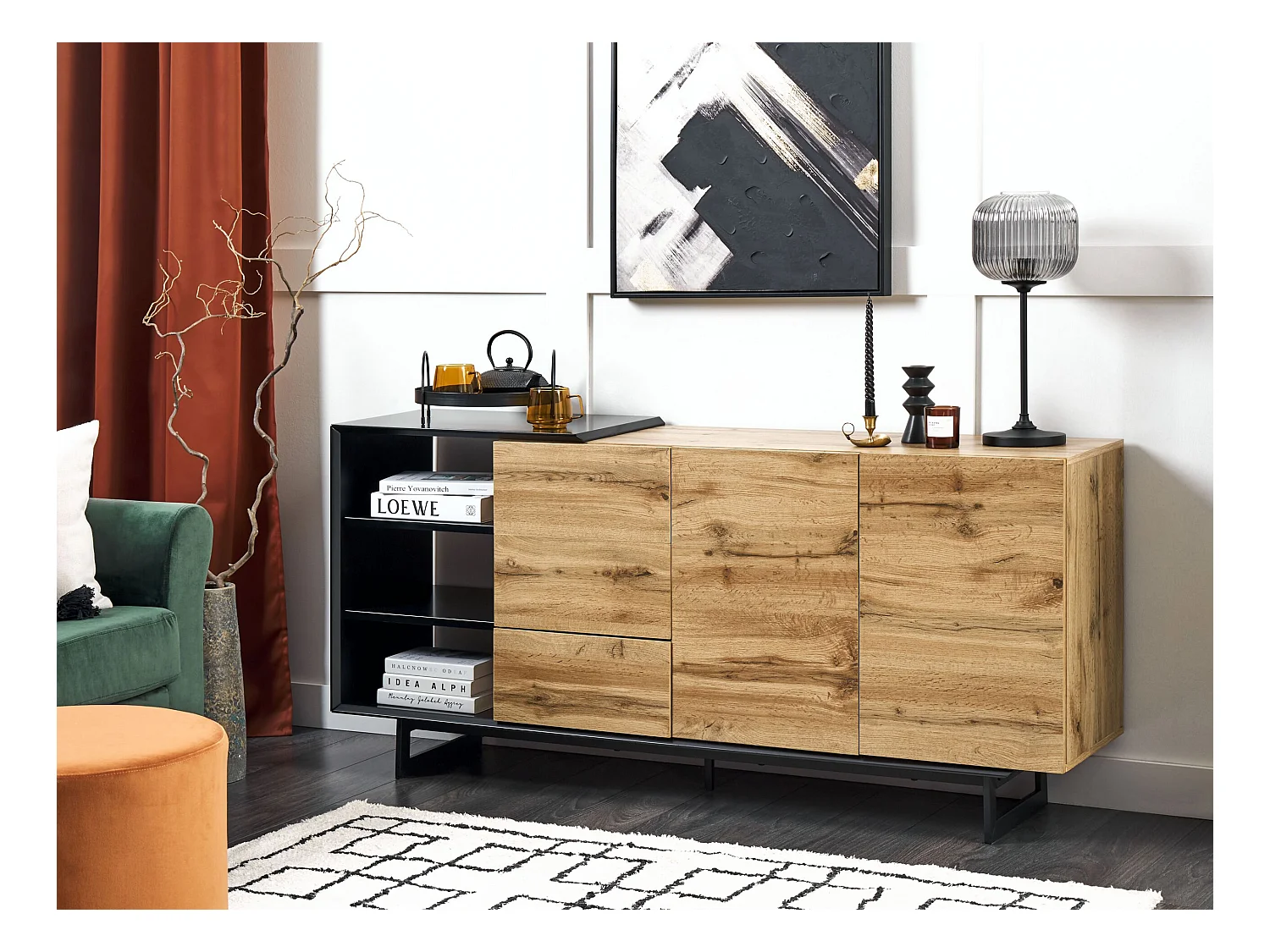 Szafka 2-drzwiowa FIORA Brązowy/ czarny