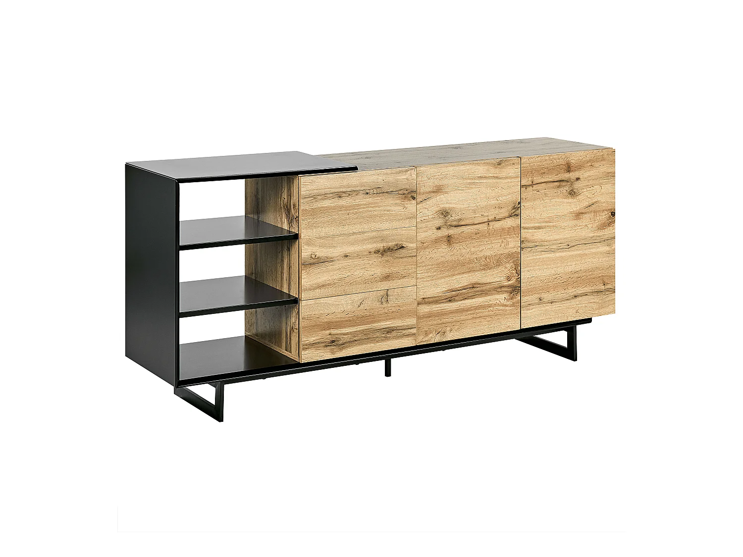 Commode 2 portes FIORA Marron/noir