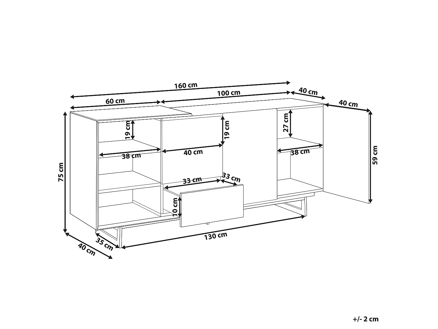 Aparador de duas portas FIORA Castanho/Preto