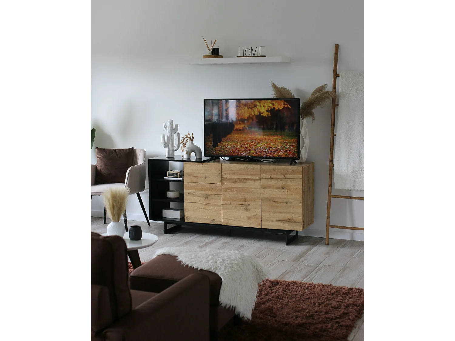 Sideboard mit 2 Türen FIORA Braun / Schwarz