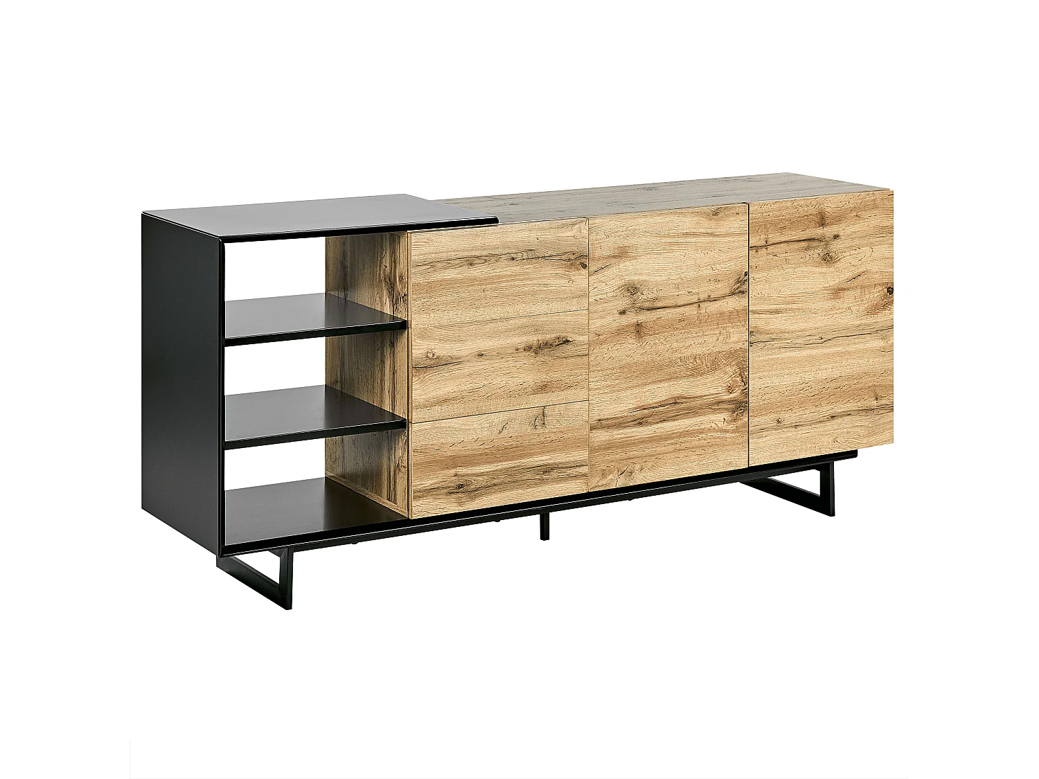 Dressoir met 2 deuren FIORA Bruin/zwart