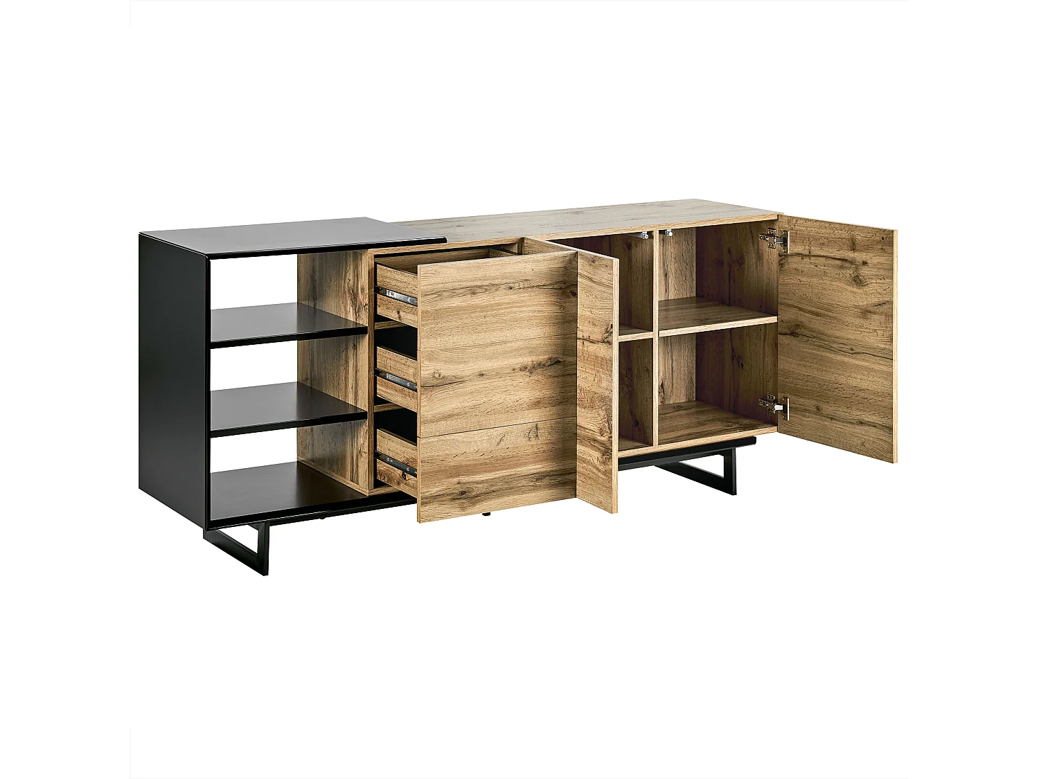 Dressoir met 2 deuren FIORA Bruin/zwart